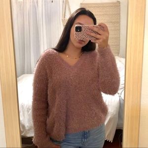 Fuzzy V-Neck Sweater